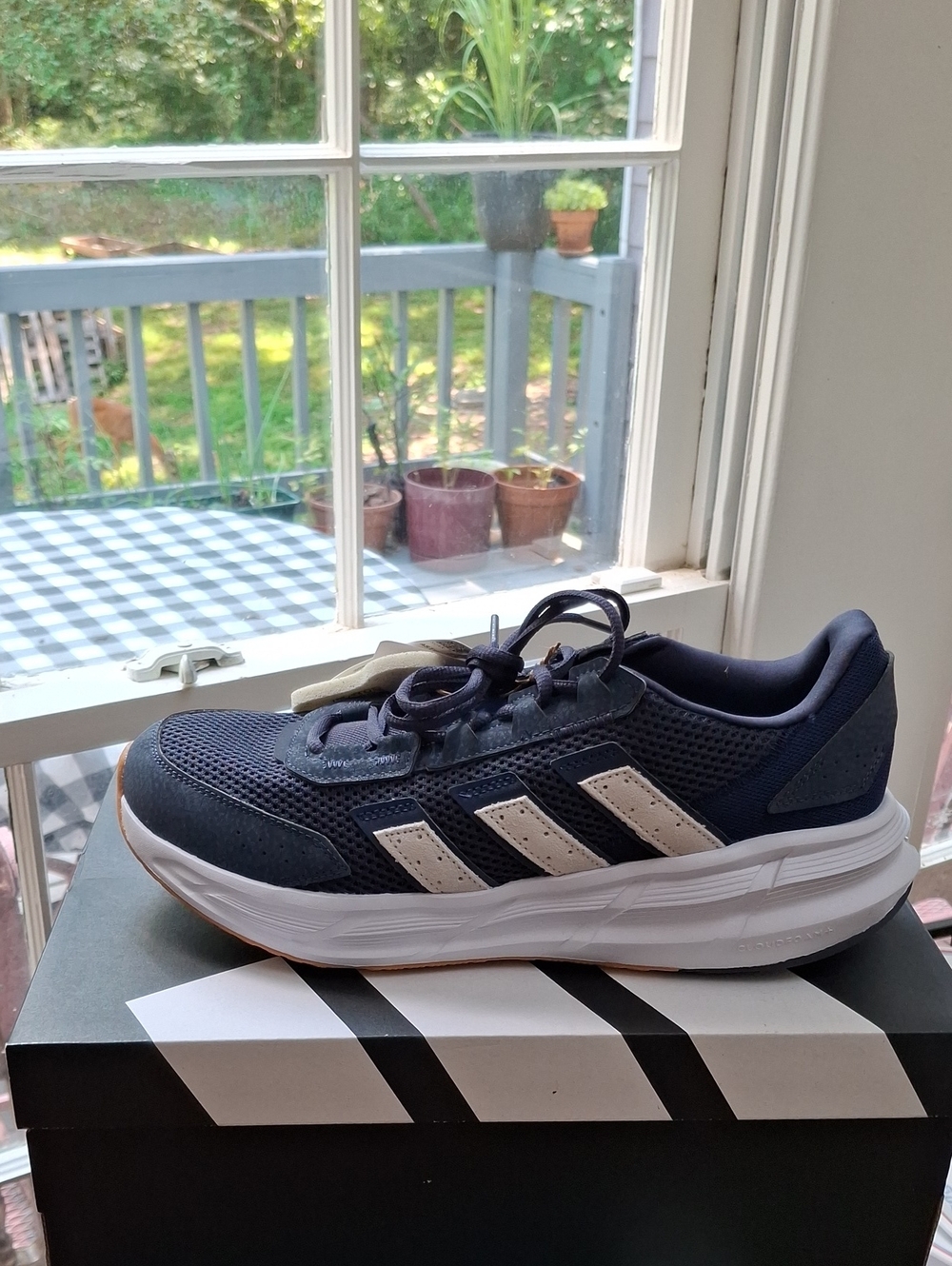 adidas Navy and White Running Sneakers